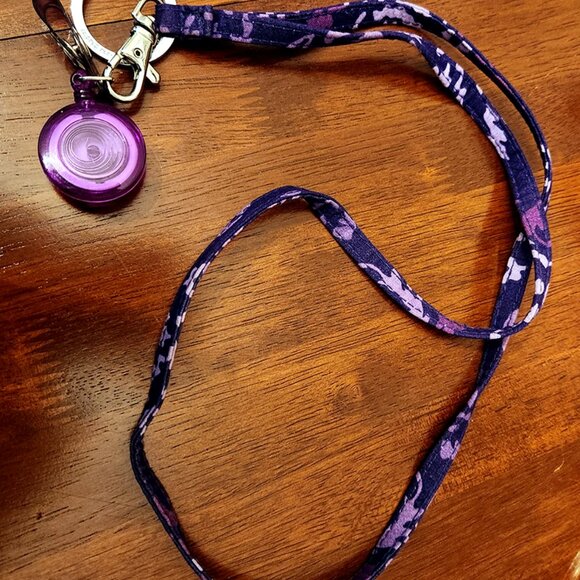 Vera Bradley Paisley Amethyst Key Clip Lanyard Like New - Picture 2 of 4